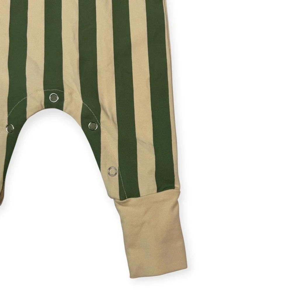 Tiny Tribe Baby Long Sleeve Romper Green‎ Stripe